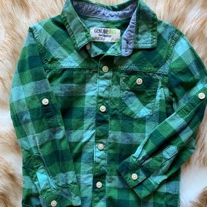 Green checked button down shirt 4t